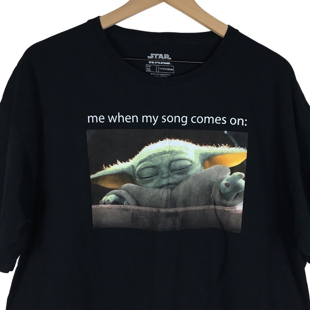FIFTH SUN Star Wars Baby Yoda Grogu T Shirt Short Sleeve Cut Off Raw Hem Size XL